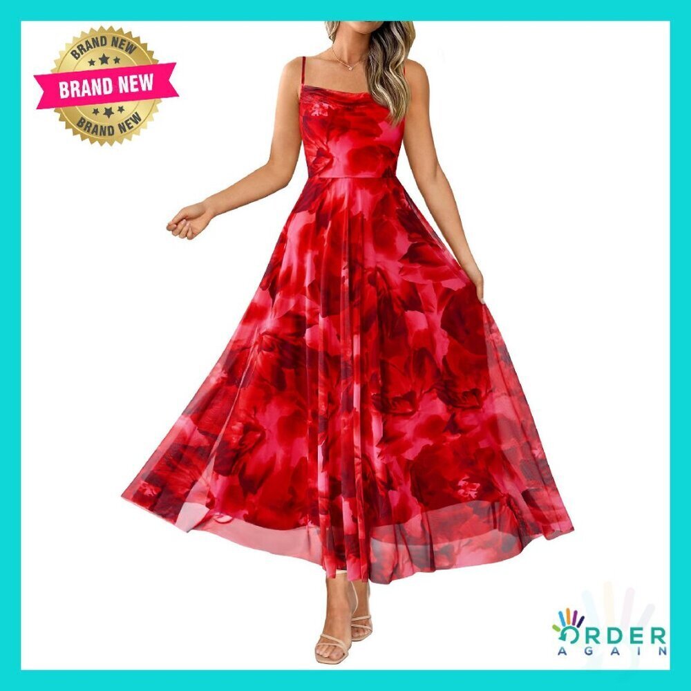 Floral Maxi Dress Elegant Spaghetti Strap Boho Summer Party Wear